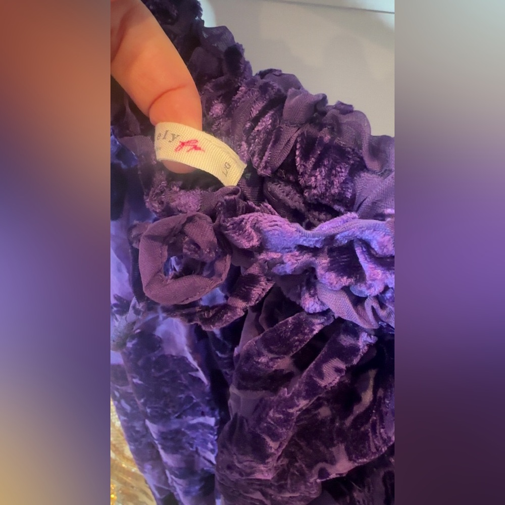 Free People Purple Floral Velvet Wide Leg Cropped Pants - Picture 4 of 5